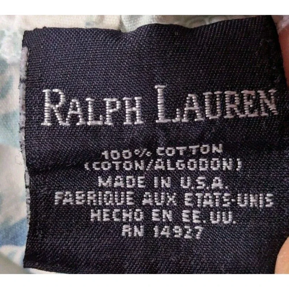 Vintage Rare Ralph Lauren MEADOWLAND Pillowcase Standard USA Blue Rose Floral